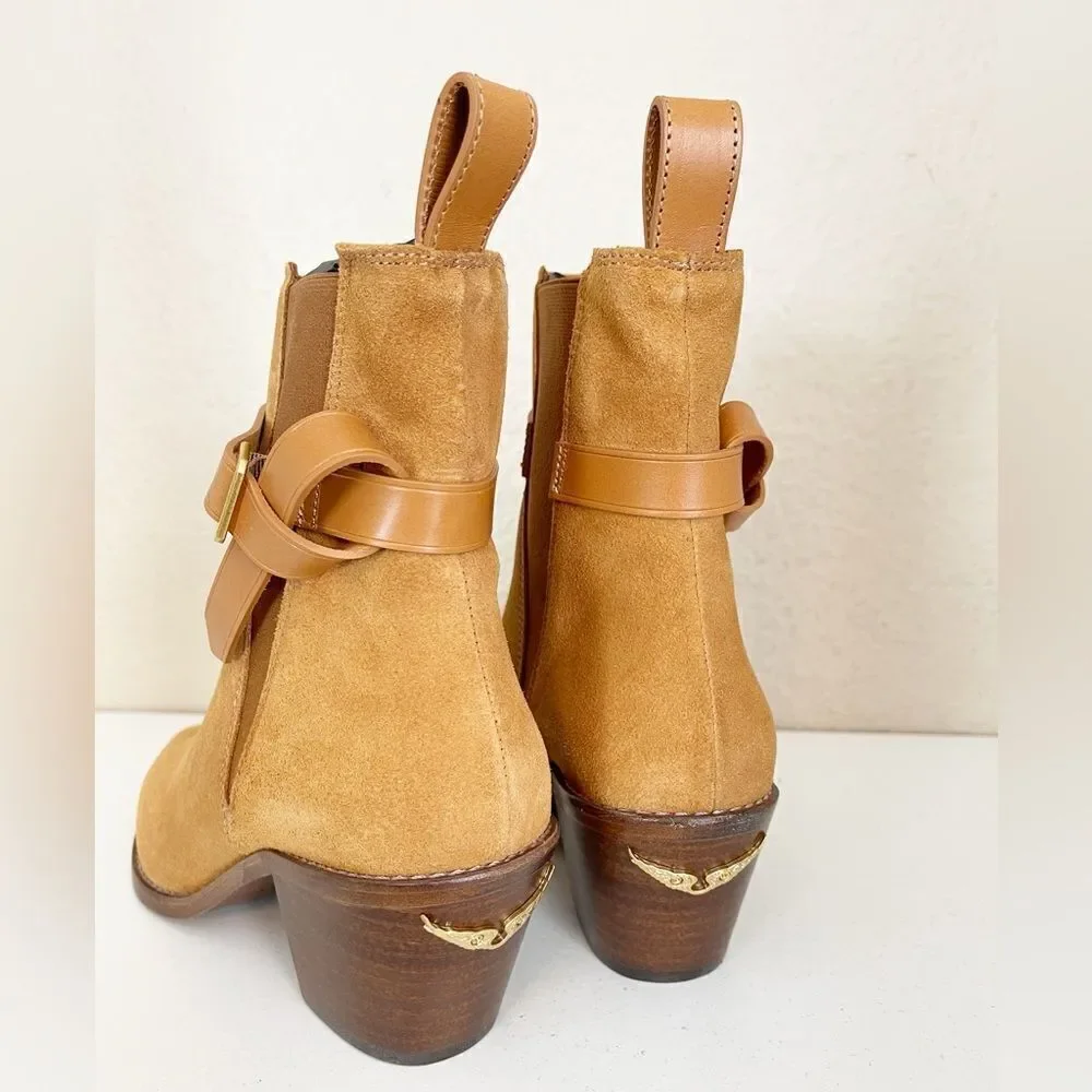 Zadig & Voltaire Tyler Suede pointed toe Western heeled Ankle Bootie FR 39/US 8